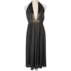 Democracy Dress Womens Halter Pleated Sz 12 Black Cocktail Whimsigoth Coquette‎
